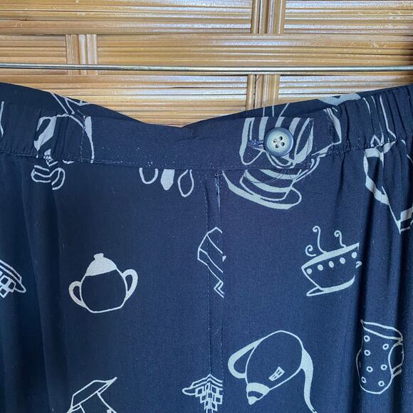 Vintage 90s Christopher & Banks Coffee Print Skirt Black 1998 Small - Picture 5 of 10